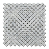 Carrara White Marble Polished Fan Mosaic Tile