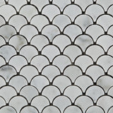Carrara White Marble Polished Fan Mosaic Tile