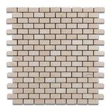 Crema Marfil Marble Tumbled Baby Brick Mosaic Tile - American Tile Depot - Commercial and Residential (Interior & Exterior), Indoor, Outdoor, Shower, Backsplash, Bathroom, Kitchen, Deck & Patio, Decorative, Floor, Wall, Ceiling, Powder Room - 1