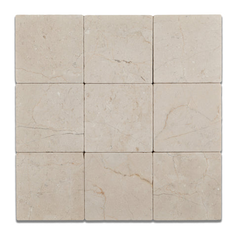 4 X 4 Crema Marfil Marble Tumbled Field Tile - American Tile Depot - Commercial and Residential (Interior & Exterior), Indoor, Outdoor, Shower, Backsplash, Bathroom, Kitchen, Deck & Patio, Decorative, Floor, Wall, Ceiling, Powder Room - 1
