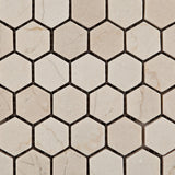 Crema Marfil Marble Tumbled 1" Mini Hexagon Mosaic Tile - American Tile Depot - Commercial and Residential (Interior & Exterior), Indoor, Outdoor, Shower, Backsplash, Bathroom, Kitchen, Deck & Patio, Decorative, Floor, Wall, Ceiling, Powder Room - 2