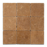 4 X 4 Noce Travertine Tumbled Field Tile - American Tile Depot - Commercial and Residential (Interior & Exterior), Indoor, Outdoor, Shower, Backsplash, Bathroom, Kitchen, Deck & Patio, Decorative, Floor, Wall, Ceiling, Powder Room - 1