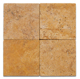 6 X 6 Gold / Yellow Travertine Tumbled Field Tile