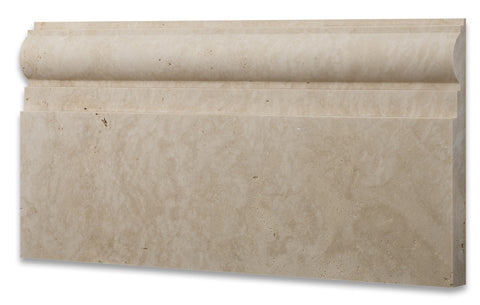 Ivory Travertine Honed 6 X 12 Baseboard Trim Molding - American Tile Depot - Commercial and Residential (Interior & Exterior), Indoor, Outdoor, Shower, Backsplash, Bathroom, Kitchen, Deck & Patio, Decorative, Floor, Wall, Ceiling, Powder Room - 1
