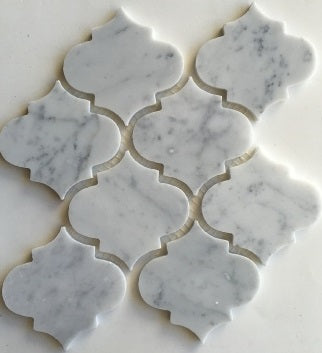 Carrara White Marble Polished 4" Morocco Mosaic Tile