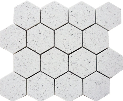 Terrazzo Silver Marble Polished 3" Hexagon Mosaic Tile