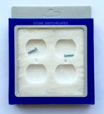 White Marble (Meram Blanc) Double Duplex Switch Wall Plate / Switch Plate / Cover - Polished