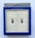 White Marble (Meram Blanc) Double Toggle Switch Wall Plate / Switch Plate / Cover - Honed