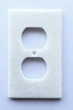 White Marble (Meram Blanc) Single Duplex Switch Wall Plate / Switch Plate / Cover - Honed