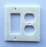White Marble (Meram Blanc) Rocker Duplex Switch Wall Plate / Switch Plate / Cover - Polished