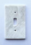 White Marble (Meram Blanc) Single Toggle Switch Wall Plate / Switch Plate / Cover - Polished - American Tile Depot - Commercial and Residential (Interior & Exterior), Indoor, Outdoor, Shower, Backsplash, Bathroom, Kitchen, Deck & Patio, Decorative, Floor, Wall, Ceiling, Powder Room - 1