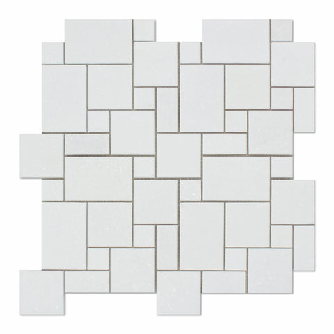 Thassos White Marble Polished Mini Versailles Mosaic Tile - American Tile Depot - Commercial and Residential (Interior & Exterior), Indoor, Outdoor, Shower, Backsplash, Bathroom, Kitchen, Deck & Patio, Decorative, Floor, Wall, Ceiling, Powder Room
