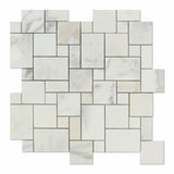 Calacatta Gold Marble Polished Mini Versailles Mosaic Tile - American Tile Depot - Commercial and Residential (Interior & Exterior), Indoor, Outdoor, Shower, Backsplash, Bathroom, Kitchen, Deck & Patio, Decorative, Floor, Wall, Ceiling, Powder Room - 1