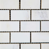 1 X 2 Oriental White / Asian Statuary Marble Polished Brick Mosaic Tile - American Tile Depot - Shower, Backsplash, Bathroom, Kitchen, Deck & Patio, Decorative, Floor, Wall, Ceiling, Powder Room, Indoor, Outdoor, Commercial, Residential, Interior, Exterior