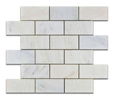 2 X 4 Oriental White / Asian Statuary Marble Honed Brick Mosaic Tile