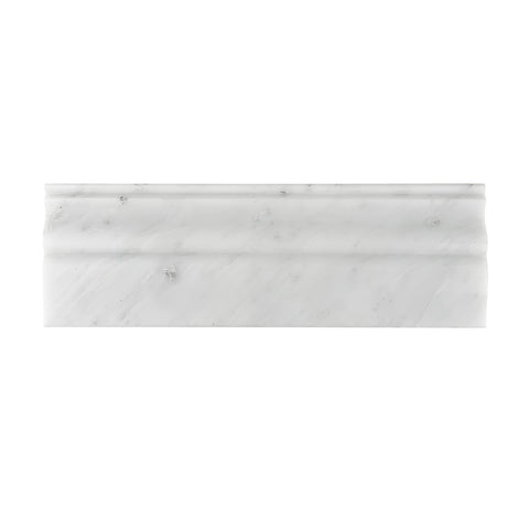 Oriental White / Asian Statuary Marble 4" Baseboard Trim Molding Honed