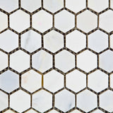 Oriental White / Asian Statuary Marble Honed 1" Mini Hexagon Mosaic Tile