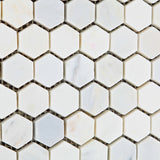 Oriental White / Asian Statuary Marble Polished 1" Mini Hexagon Mosaic Tile