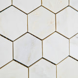 Oriental White / Asian Statuary Marble Polished 2" Hexagon Mosaic Tile - American Tile Depot - Commercial and Residential (Interior & Exterior), Indoor, Outdoor, Shower, Backsplash, Bathroom, Kitchen, Deck & Patio, Decorative, Floor, Wall, Ceiling, Powder Room - 3