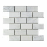 2 X 4 Oriental White / Asian Statuary Marble Polished & Beveled Brick Mosaic Tile
