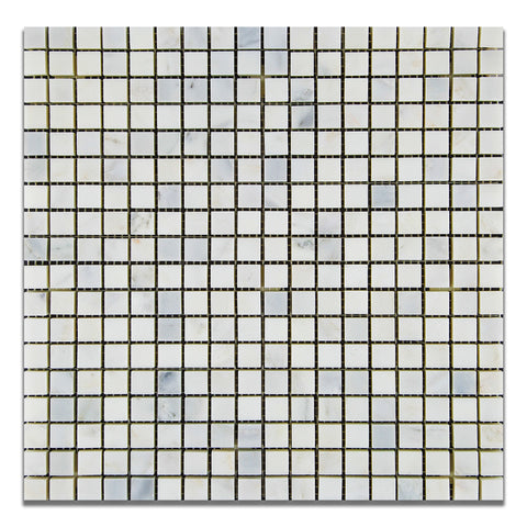 5/8 X 5/8 Oriental White / Asian Statuary Marble Polished Mosaic Tile - American Tile Depot - Commercial and Residential (Interior & Exterior), Indoor, Outdoor, Shower, Backsplash, Bathroom, Kitchen, Deck & Patio, Decorative, Floor, Wall, Ceiling, Powder Room - 1