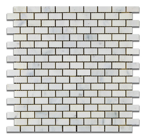 Oriental White / Asian Statuary Marble Polished Baby Brick Mosaic Tile - American Tile Depot - Commercial and Residential (Interior & Exterior), Indoor, Outdoor, Shower, Backsplash, Bathroom, Kitchen, Deck & Patio, Decorative, Floor, Wall, Ceiling, Powder Room - 1