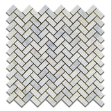 Oriental White / Asian Statuary Marble Polished Mini Herringbone Mosaic Tile - American Tile Depot - Commercial and Residential (Interior & Exterior), Indoor, Outdoor, Shower, Backsplash, Bathroom, Kitchen, Deck & Patio, Decorative, Floor, Wall, Ceiling, Powder Room - 1