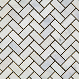 Oriental White / Asian Statuary Marble Polished Mini Herringbone Mosaic Tile