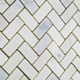 Oriental White / Asian Statuary Marble Polished Mini Herringbone Mosaic Tile - American Tile Depot - Commercial and Residential (Interior & Exterior), Indoor, Outdoor, Shower, Backsplash, Bathroom, Kitchen, Deck & Patio, Decorative, Floor, Wall, Ceiling, Powder Room - 3
