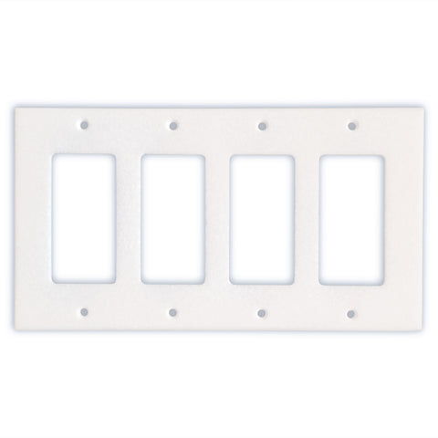 Thassos White Marble Quadruple Rocker Switch Wall Plate / Switch Plate-Honed