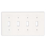 Thassos White Marble Quadruple Toggle Switch Wall Plate / Switch Plate-Honed