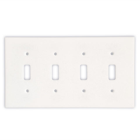 Thassos White Marble Quadruple Toggle Switch Wall Plate / Switch Plate-Honed