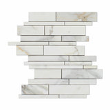 Calacatta Gold Marble Polished Random Strip Mosaic Tile - American Tile Depot - Commercial and Residential (Interior & Exterior), Indoor, Outdoor, Shower, Backsplash, Bathroom, Kitchen, Deck & Patio, Decorative, Floor, Wall, Ceiling, Powder Room - 1
