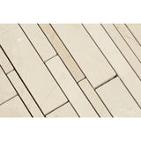 Crema Marfil Marble Polished Random Strip Mosaic Tile - American Tile Depot - Commercial and Residential (Interior & Exterior), Indoor, Outdoor, Shower, Backsplash, Bathroom, Kitchen, Deck & Patio, Decorative, Floor, Wall, Ceiling, Powder Room - 2