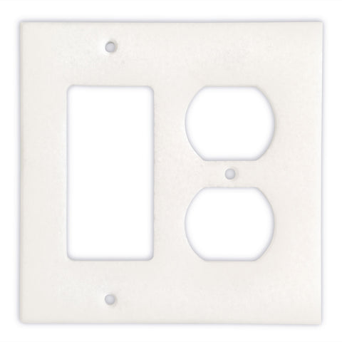 Thassos White Marble Rocker Duplex Switch Wall Plate / Switch Plate / Cover - Honed