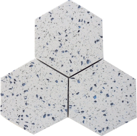 Terrazzo Blue Marble Polished 6" Hexagon Tile