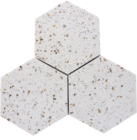 Terrazzo Gold Marble Polished 6" Hexagon Tile