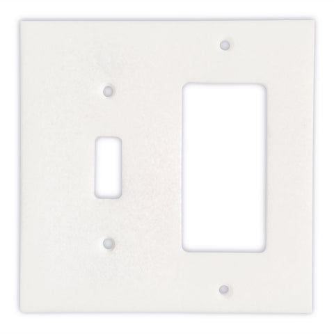 Thassos White Marble Toggle Rocker Switch Wall Plate / Switch Plate-Honed