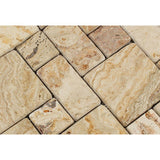 Valencia Travertine 3-Pieced Mini-Pattern Tumbled Mosaic Tile