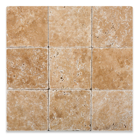4 X 4 Walnut Travertine Tumbled Field Tile - American Tile Depot - Commercial and Residential (Interior & Exterior), Indoor, Outdoor, Shower, Backsplash, Bathroom, Kitchen, Deck & Patio, Decorative, Floor, Wall, Ceiling, Powder Room - 1