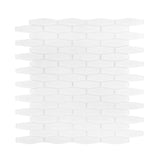 White Elongated Hexagon Glass Mosaic Tile