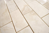 2 X 4 Premium White Onyx CROSS-CUT Polished Brick Mosaic Tile - American Tile Depot - Shower, Backsplash, Bathroom, Kitchen, Deck & Patio, Decorative, Floor, Wall, Ceiling, Powder Room, Indoor, Outdoor, Commercial, Residential, Interior, Exterior