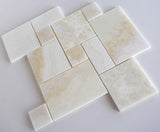 Premium White Onyx CROSS-CUT 4-Pieced OPUS Mini-Pattern Polished Mosaic Tile- American Tile Depot