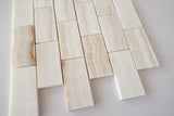 2 X 4 Premium White Onyx VEIN-CUT Polished Brick Mosaic Tile - American Tile Depot - Shower, Backsplash, Bathroom, Kitchen, Deck & Patio, Decorative, Floor, Wall, Ceiling, Powder Room, Indoor, Outdoor, Commercial, Residential, Interior, Exterior