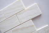 3 X 6 Premium White Onyx VEIN-CUT Polished Subway Brick Field Tile