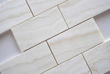 3 X 6 Premium White Onyx VEIN-CUT Polished Subway Brick Field Tile