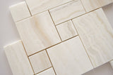 Premium White Onyx VEIN-CUT 4-Pieced OPUS Mini-Pattern Polished Mosaic Tile- American Tile Depot