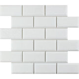 2 X 4 Thassos White Marble Honed & Beveled Brick Mosaic Tile