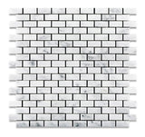 Carrara White Marble Honed Baby Brick Mosaic Tile - American Tile Depot - Commercial and Residential (Interior & Exterior), Indoor, Outdoor, Shower, Backsplash, Bathroom, Kitchen, Deck & Patio, Decorative, Floor, Wall, Ceiling, Powder Room - 1