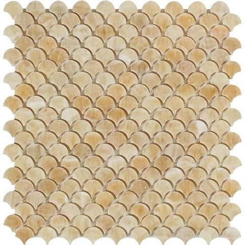 Honey Onyx Polished Fan Mosaic Tile
